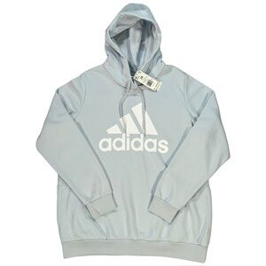 Adidas Women's Light Blue & White Classic Logo Hoodie Sweatshirt Size 2X
